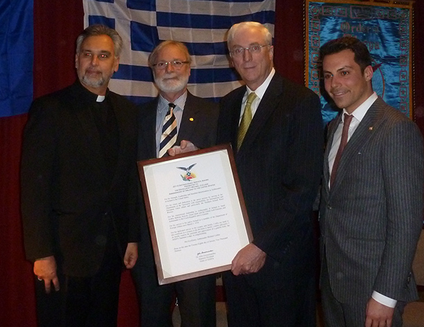 Rev. Fr. Dimitris Antokas, Anastasios Vassilas, Ambassador Collins and Efstathios Balatsos