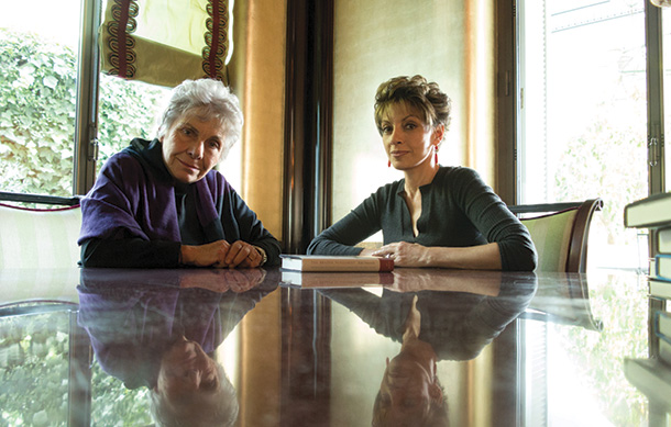 From left, Kiki Dimoula with Cecile Inglessis Margellos