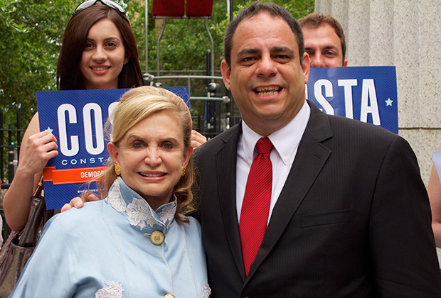 Costa with Congresswoman Carolyn Maloney at the Athens Square