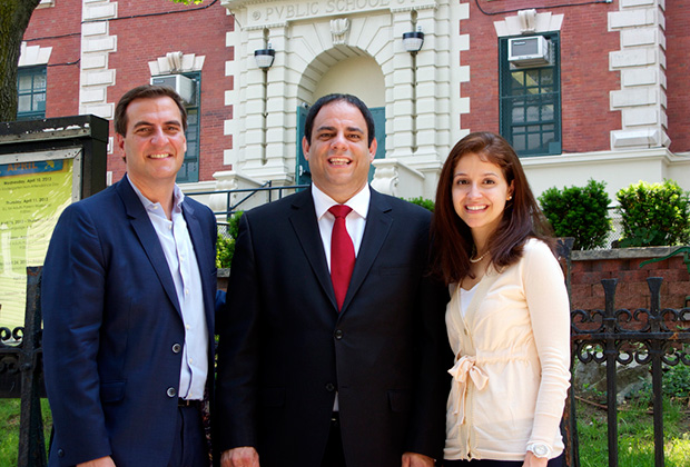 Costa with State Senator Michael Gianaris and Assemblywoman Aravella Simotas