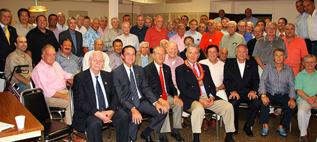 AHEPA's District 6 Gold Coast Chapter members at this season's inaugural meeting. First row, left to right are Louis Arvanitis, Greg Stamos, Supreme President Anthony Kouzounis, Tom Dushas, Nassau County Comptroller George Maragos and the chapter's Vice President Paul Macropoulos.