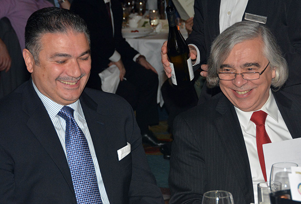 Dr. Ernest Moniz, Secretary of Energy, with Nick Karakostas, President of the CyprusUS Chamber of Commerce, PHOTO: ETA PRESS