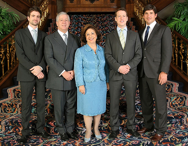 Left to right: HRH Hereditary Prince Peter, HRH Crown Prince Alexander, HRH Crown Princess Katherine, HRH Prince Philip, HRH Prince Alexander