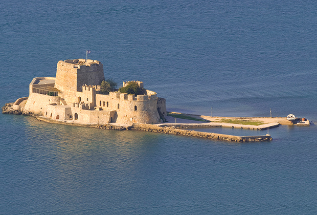 Bourtzi, the iconic Venetian island castle in the harbor