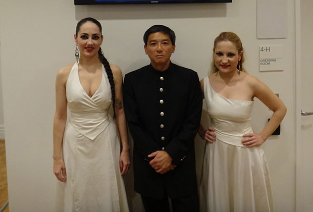 Souzana and Eleni with Carnegie concert producer, Dr. Leon Ying