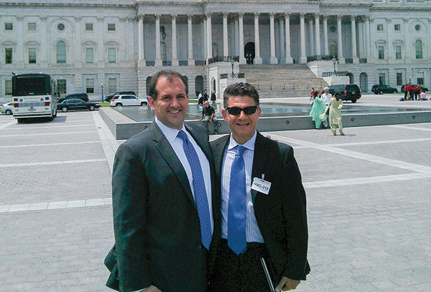 Costi Sofocleous (right) with Endy Zemenides, Executive Director of HALC, in front of the Capitol, during the recent PSEKA conference