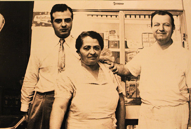 "My father, Michael Colombos with my grandparents, Nicholas and Evangelia Colombos, at the family deli on East 72nd"