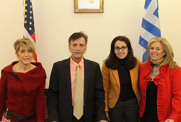 From left, Sophia & Petros Galatoulas, President of the Federation, Assemblywoman Aravella Simotas and Christina Kostakis; PHOTO: ETA PRESS
