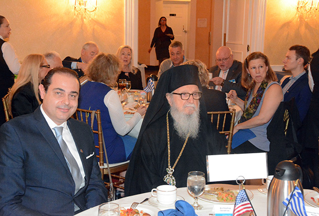Archbishop Demetrios with the event's Chairman and head of the Club's Greek Department, Mr. Harris Pateroulakis