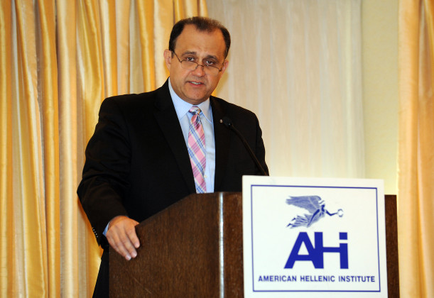 Nick Larigakis speaking at the AHI forum, “Greece Moving Forward: Implications and Realities”