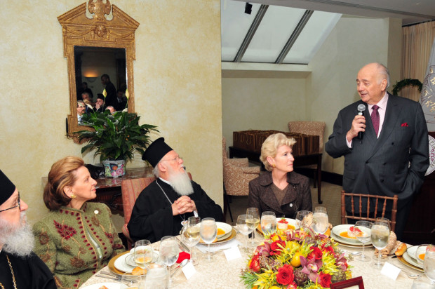 From an event when Michael and Mrs. Jaharis hosted Patriarch Bartholomew, Archbishop Demetrios, the Met Museum President Emily Rafferty and the Founders of Faith Endowment at the Metropolitan Museum (and private tour of the Mary and Michael Jaharis Galleries of Byzantine Art, Photo DIMITRIOS PANAGOS