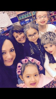 Christina and Joy with Kindergarten students
