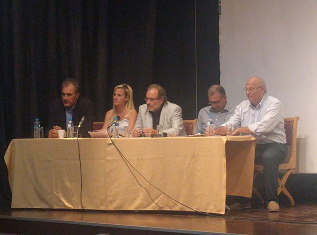 The speakers, Stratis Zafeiris, Dr. Vlassis Agtzidis, Nick Kakaris, Liana Lekanidis, Stelios Fenekos, Dr. Nikolaos Uzunoglu