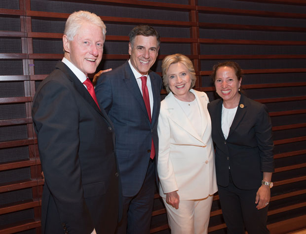 Ambassador Eleni Tsakopoulos Kounalakis with Hillary Clinton, Markos Kounalakis and Bill Clinton