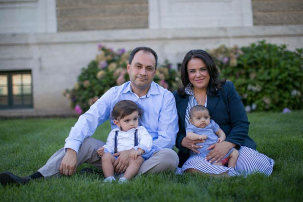 Judge Helen Voutsinas with husband Antonio Grouzis and their children