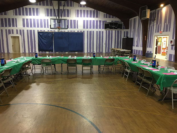 The luncheon set up for the homeless and the needy