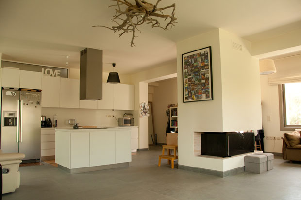 Living room and kitchen in residence, Oropos, Greece