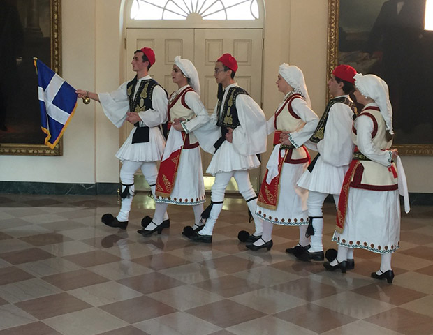 Greek youth group dancing in the White House