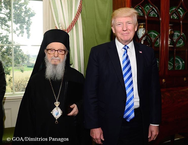 President Donald Trump and Archbishop Demetrios