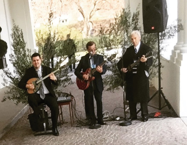 Bouzouki music greeting visitors as they arrived at the White House