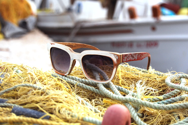 Gregos: his limited edition line of sunglasses is made from the wood of a boat built in 1979 and every pair is unique and numbered