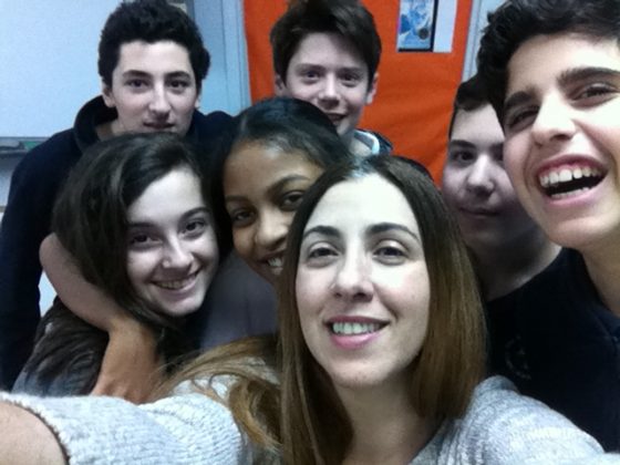 Panagiota with some of her students at the Cathedral School