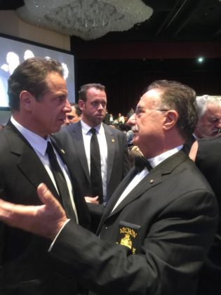 Chatting with New York Governor Andrew Cuomo regarding the St. Nicholas Shrine at the Archon Awards Reception.