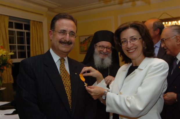 Gold Cross of the Order of the Phenix, bestowed on behalf of President of the Hellenic Republic Costis Stefanopoulos by Consul General Catherine Bouras in NYC