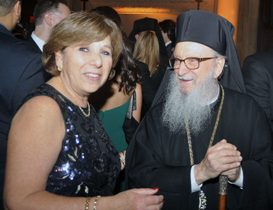 Event Chair Kassandra Romas with Archbishop Demetrios