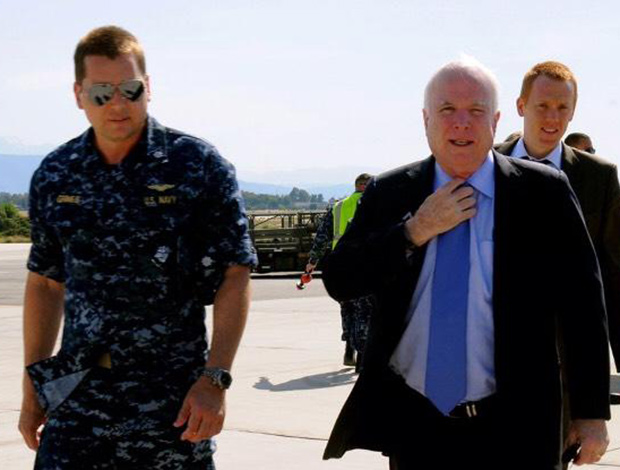 With Senator John McCain at Souda Bay, Crete Base
