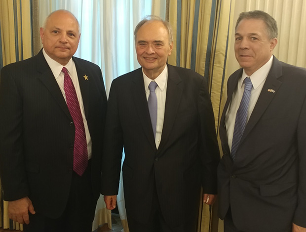 State Senator Leonidas Raptakis (right), Attorney Manny Rouvellas (center) and Deputy Sheriff George Steffan, number 3 in the Pinellas County, Florida Police Department and a fluent speaker of Greek!