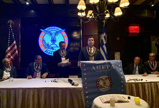 AHEPA Supreme Vice President Jimmy Kokotas making official that Delphi #25 is the organization's largest
