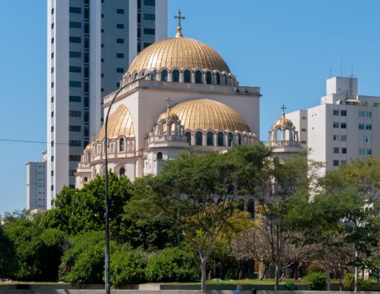 The Metropolitan Orthodox Cathedral in Sao Paulo. Conceived by Paulo Tafic Camasmie and based on the Church of Haghia Sofia in Constantinople, it was inaugurated in 1954