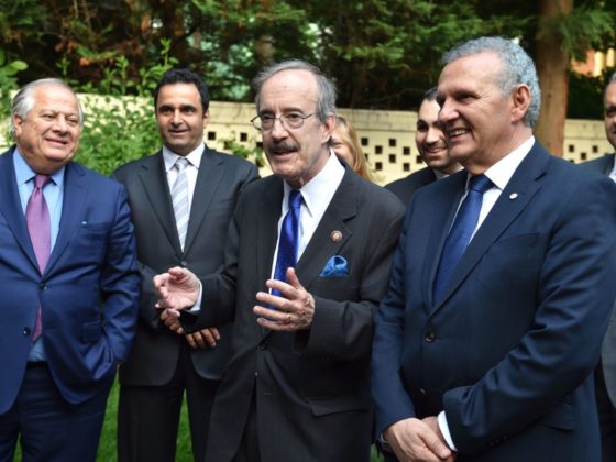 Chairman of the House Foreign Affairs Committee Eliot Engel with (L-R) Philip Christopher, Kyriakos Papastylianou, Presidential Commissioner Photis Photiou