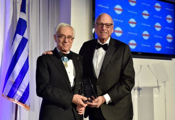 2018 Metropolitan Chrysostomos Award recipient Howard Lorber presents the 2019 award to Congressional Medal of Honor recipient Colonel Jack Jacobs