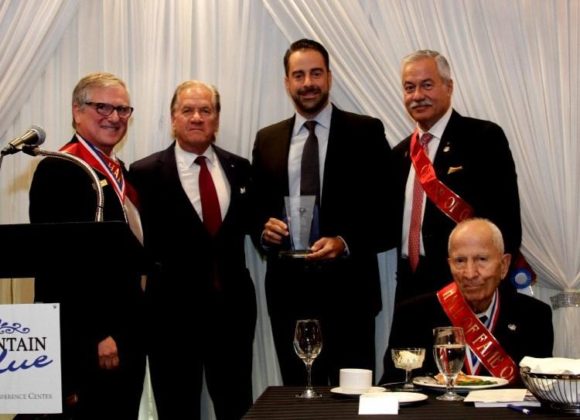 PanHellenic Trustees Robert A. Buhler, Tom Sotos, and John Manos with UHVA members Peter Karahalios and Honorary National Supreme Chairman & Founder Dr. Dimitris G. Kyriazopoulos
