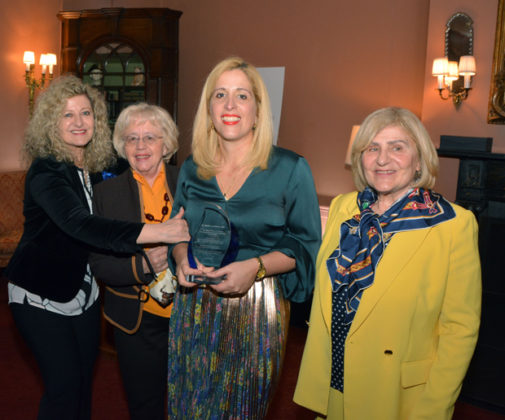 Stella receiving the AGAPW Woman of the Year Award 2019 from President Olga Alexakos (1st from left). Also in photo her mother Stella Lymberis