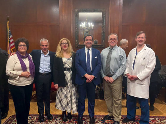 Hippocratic Conference at Lenox Hill with Dr Stella Lymberis, Dr Manolas President of Hellenic Medical Society (3rd from left), Cathy Economou, and Michael Plakogiannis, MD far right.