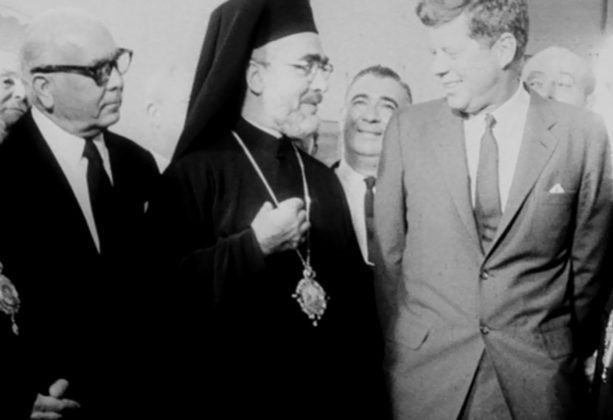 Spyros Skouras and Archbishop Iakovos with President Kennedy