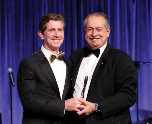 Alex Gorsky, Chairman of the Board and CEO of Johnson & Johnson, is honored with the Prometheus Award, by Andrew N. Liveris, The Hellenic Initiative Chairman