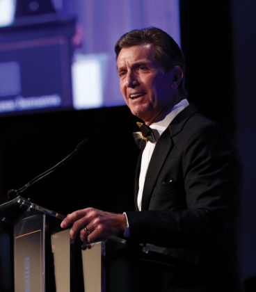 Alex Gorsky, Chairman of the Board and CEO of Johnson & Johnson, offers remarks to The Hellenic Initiative Gala attendees