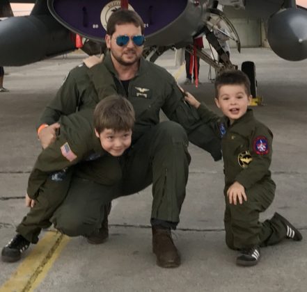 Demetries Grimes with nephews Leonidas and Apollo at Tanagra Hellenic Air Force base