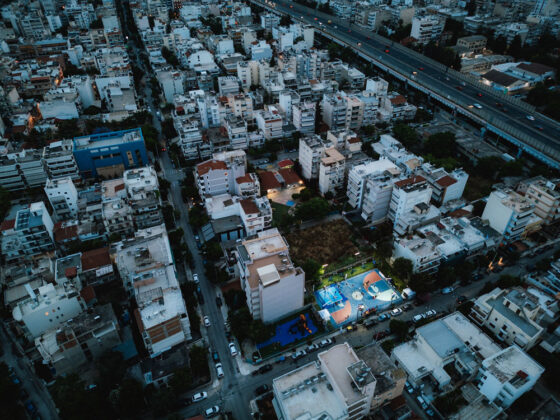 Bird’s eye view of one of the numerous sports courts renovated by Novibet for municipalities in the Attica region.