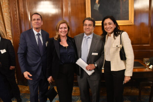 From left, Costa Kellas, treasurer of HABA, Maira Myrogiannis, Secretary of Greeks Abroad, Dean Dakolias, Honoree, and Ifigenia Kanara, Consul General of Greece in NY