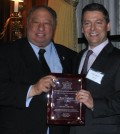 John Catsimatidis, Brent Callinicos holdind the Executive of the Year Award