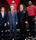 Left to Right: Chicago Bulls President and COO Michael Reinsdorf, Calamos Investments Founder John Calamos, Calamos Investments CEO John Koudounis and Chicago Bulls Legend Horace Grant.