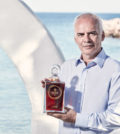 Constantinos Raptis with Metaxa AEN which was first released in celebration of the company's 120th birthday and made with a blend of spirits aged up to 80 years. The decanters are filled from their cask #1, known as the Spyros Cask (named after the Metaxa founder, Spyros Metaxas), which has been used for more than 80 years for blending. It's traditional for the Metaxa master blender to assess his blends and at the start of every year, choose some exceptional spirits aged for at least 20 years and transfer them into this legendary cask.