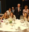 Guest speaker Stellene Volandes, Editor in Chief of Town and Country magazine, with L100 Chairman Argyris Vassiliou, Executive Director Paulette Poulos, and members of the youth at the recent L100 conference. PHOTO: ETA PRESS
