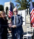 Jaharis Family Foundation Executive Director Peggy Nicholson presents the 2019 Michael Jaharis Service Award to John P. Calamos, Sr.