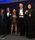 Argyris Vassiliou receives Chairman’s Award and wife, Ann receives Shining Star, center, from His Eminence Archbishop Elpidophoros of America, right, newly elected Chairman Demetrios G. Logothetis, second from left, and Paulette Poulos, Executive Director, far left. PHOTO: GANP/DEMETRIOS PANAGOS